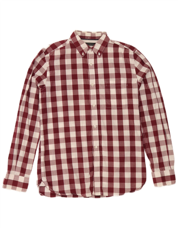 Camisa de hombre French Connection de algodón a cuadros en color burdeos medio