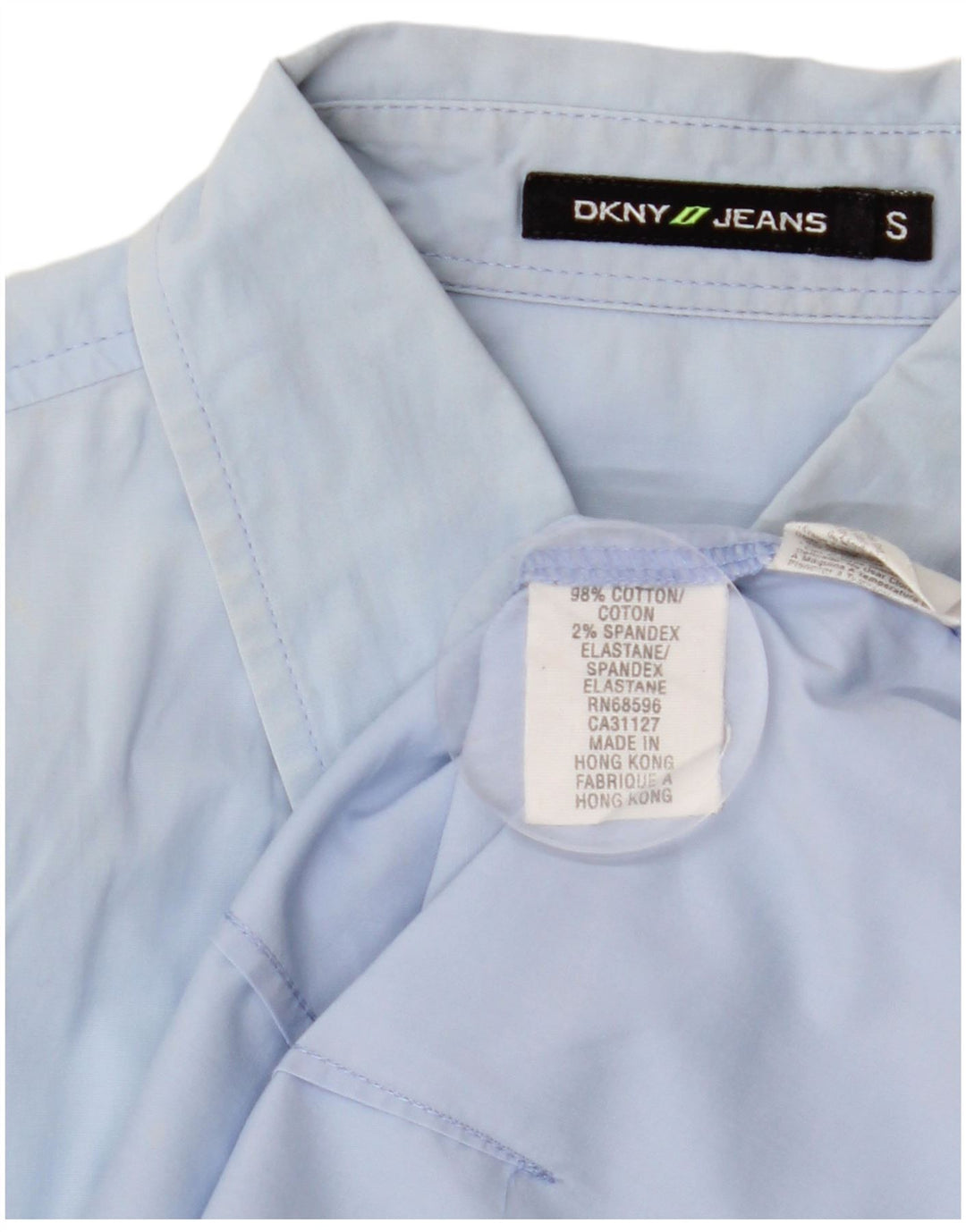 DKNY Camisa para mujer UK 10 Small Azul Algodón
