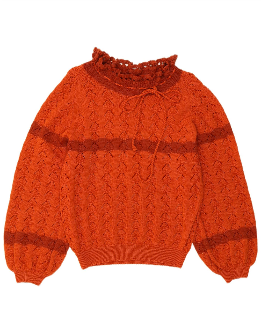 VINTAGE Mujer Crop Turtle Neck Jumper Suéter Reino Unido 10 Pequeño Naranja Rayas