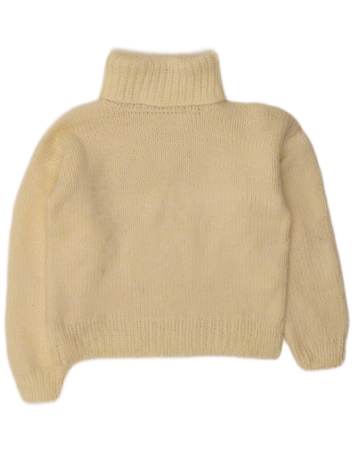 Vintage mujer rollo cuello jersey suéter Reino Unido 14 amarillo medio