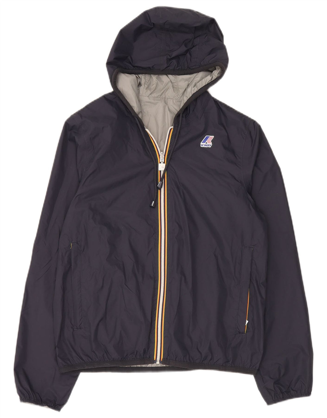 K-Way Chaqueta impermeable reversible con capucha para mujer UK 40 Mediana Azul marino Poliamida