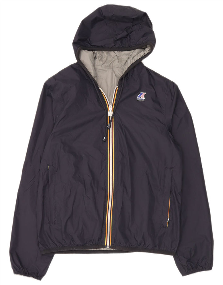 K-Way Chaqueta impermeable reversible con capucha para mujer UK 40 Mediana Azul marino Poliamida