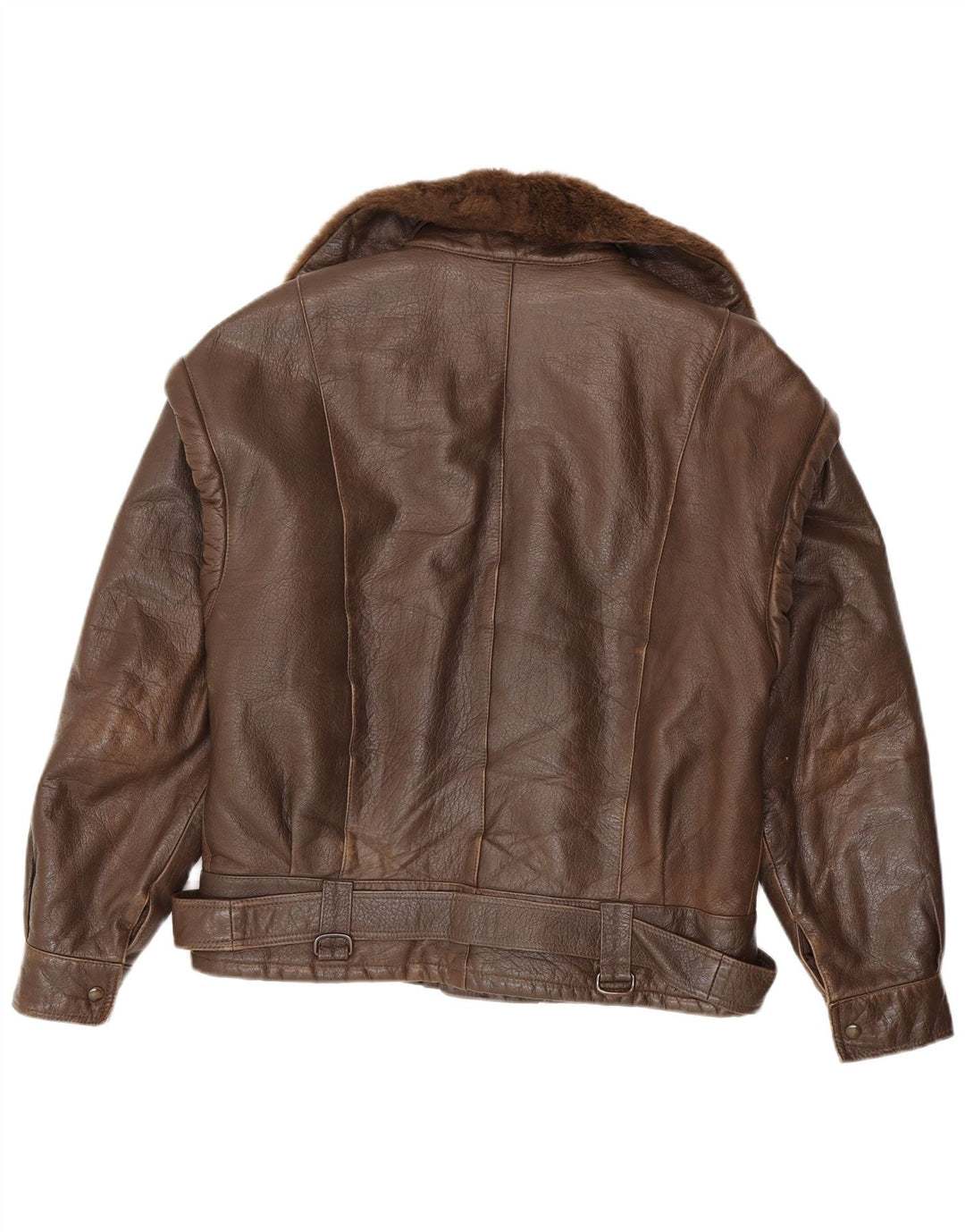 Vintage hombres cuero biker chaqueta Reino Unido 38 cuero marrón medio