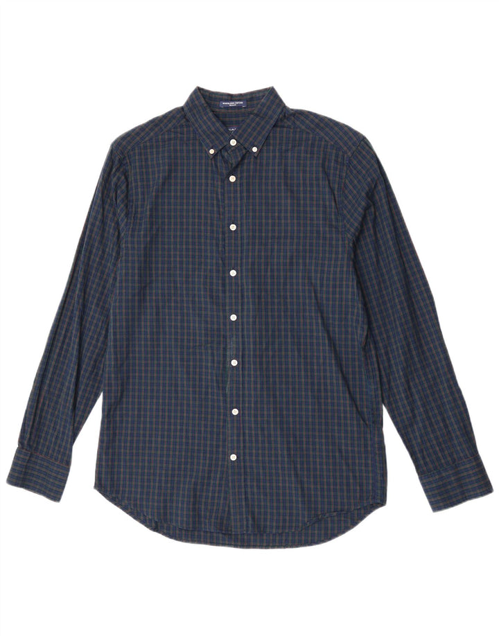 Gant Camisa Regular Fit para Hombre Talla 39/40 15 3/4 Medium Azul Marino Gingham