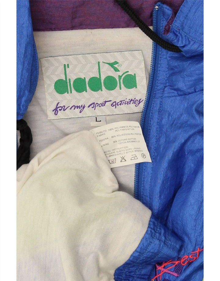 Diadora Hombre Chaqueta De Chándal Extragrande Con Gráfico Grande Azul Colorblock