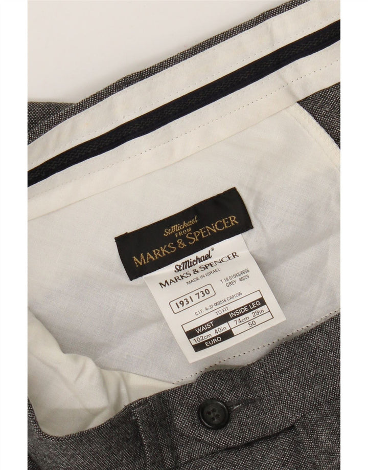 Marks & Spencer Pantalón de traje recto St. Michael para hombre W40 L29 Lana gris