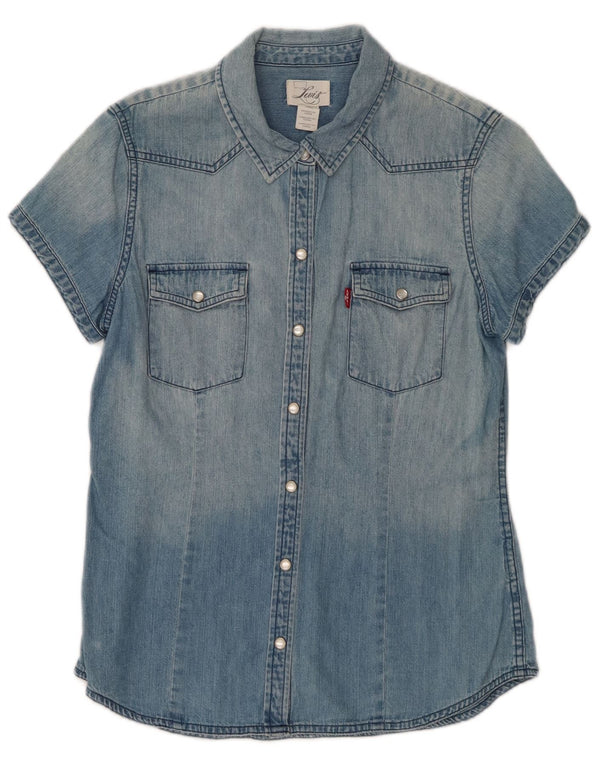 LEVI'S Camisa vaquera de manga corta para mujer UK 42 Algodón azul medio