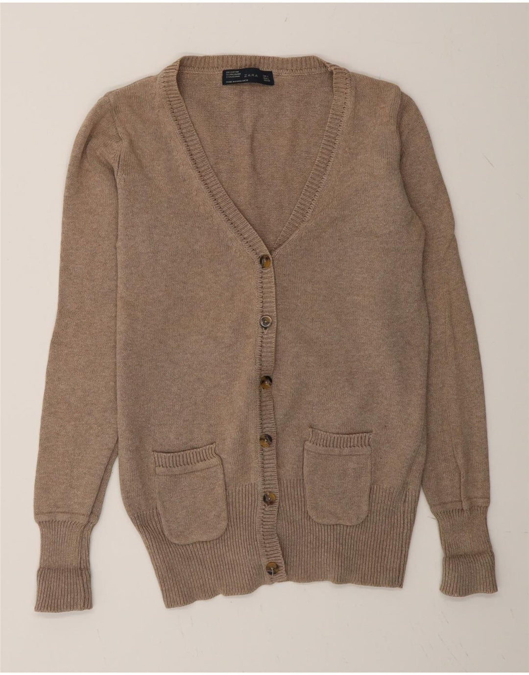 Zara Mujer Cárdigan Suéter UK 46 Grande Gris Algodón