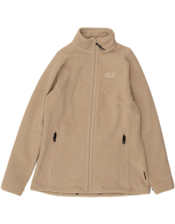 Jack Wolfskin Chaqueta polar con forro gráfico para mujer, talla 40, talla grande, color beige