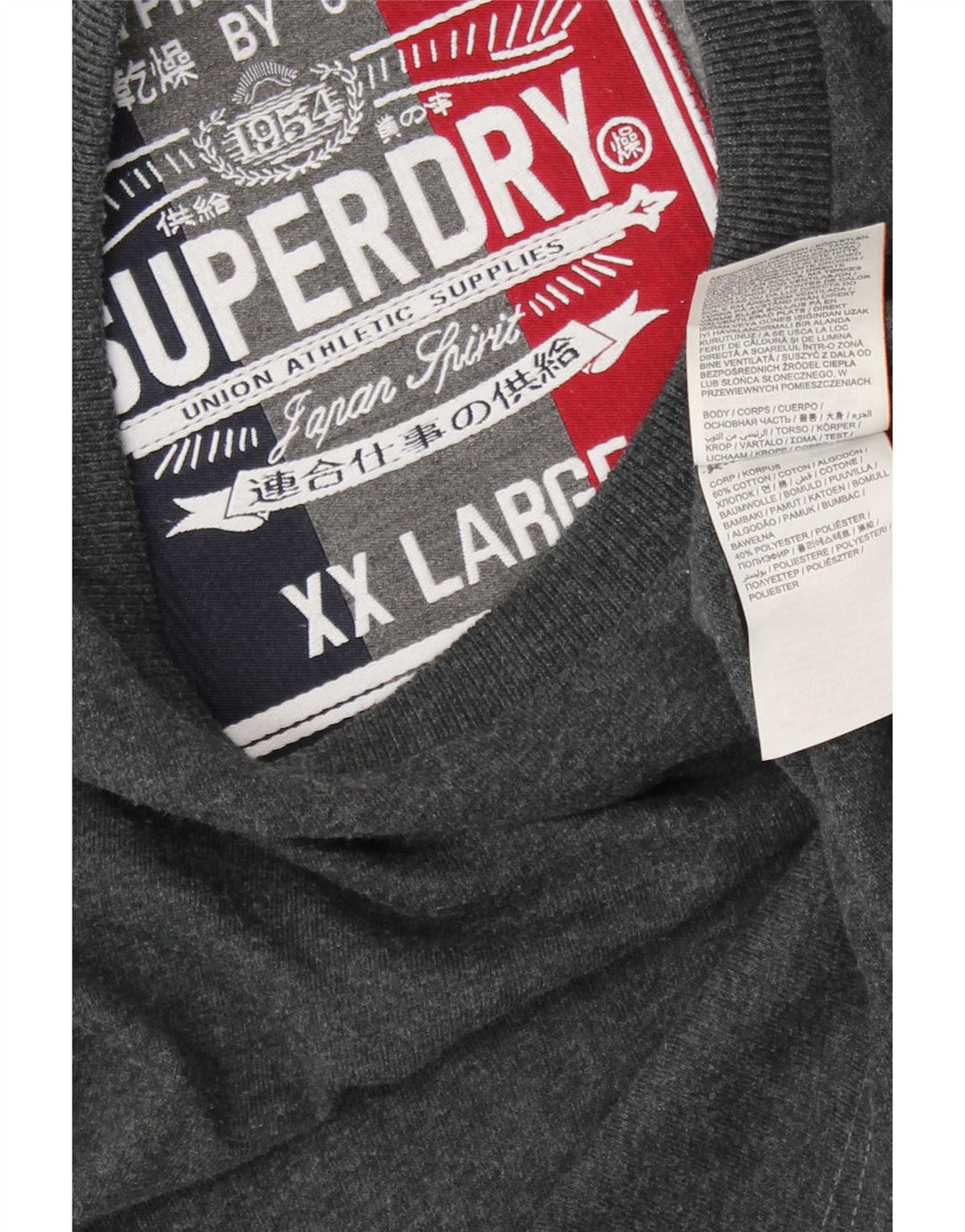 Superdry Mens Graphic Top Manga Larga 2XL Algodón Gris