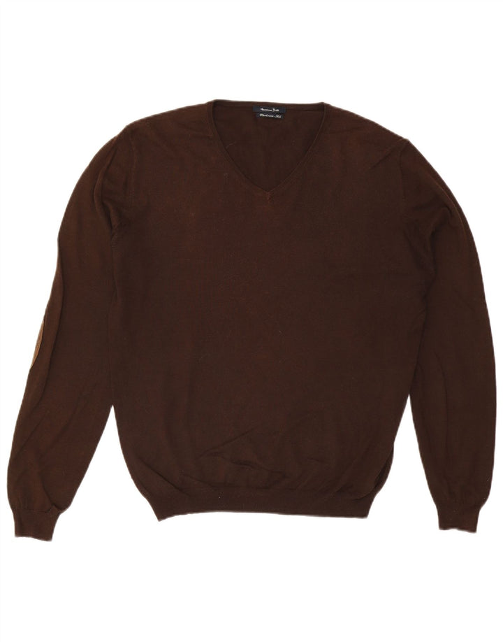 Massimo Dutti Hombre Jersey Con Cuello En V Cashmere Marrón Medio