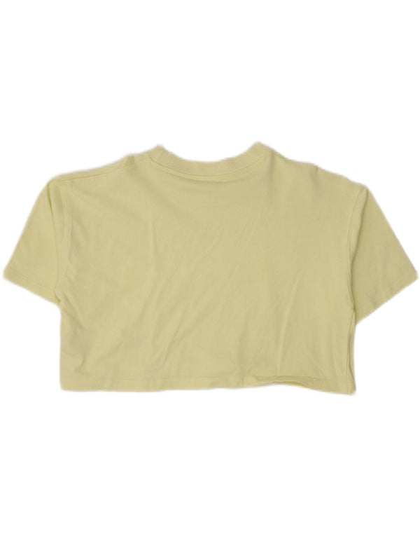 Zara Mujer Crop Camiseta Extragrande Top UK 10 Small Amarillo Algodón