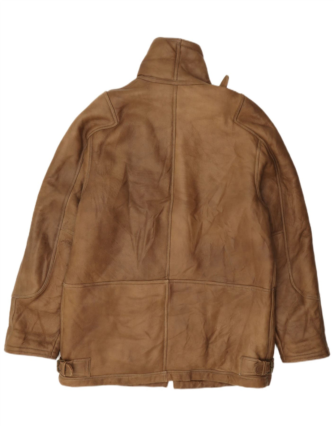 Chaqueta de piel de oveja vintage para hombre IT 50 Large Beige