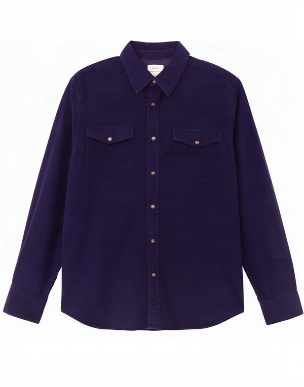 Marks & Spencer Camisa de corte regular de pana para hombre Algodón azul marino mediano