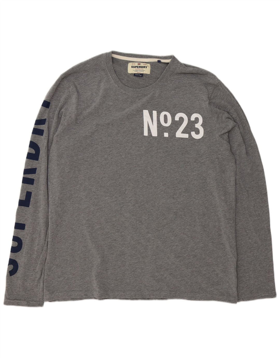 Superdry Hombre Gráfico Top Manga Larga 3XL Algodón Gris