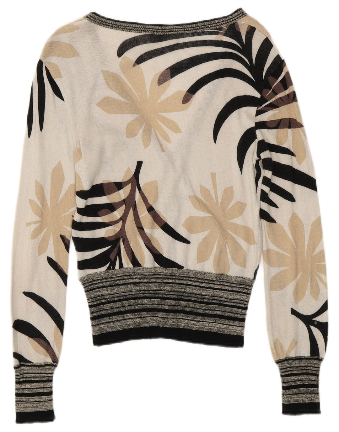 ICEBERG Suéter tipo cárdigan para mujer UK 6 XS Algodón floral blanco roto