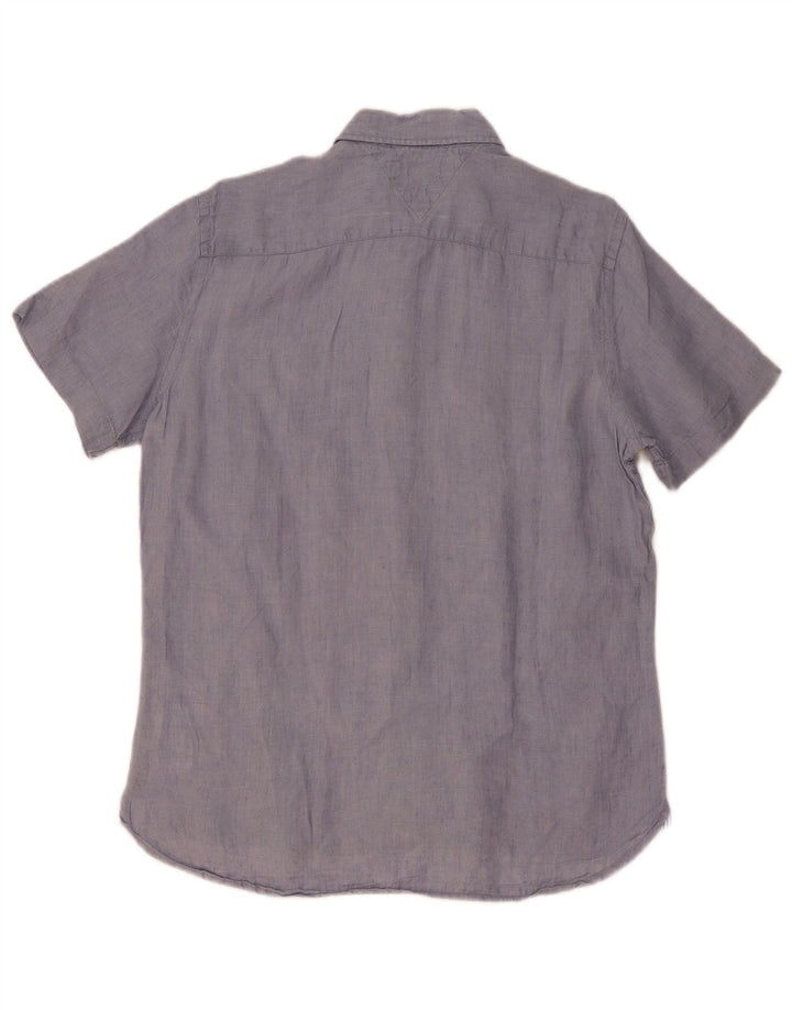 TOMMY HILFIGER Camisa Regular Fit De Manga Corta Para Hombre Lino Azul Medio