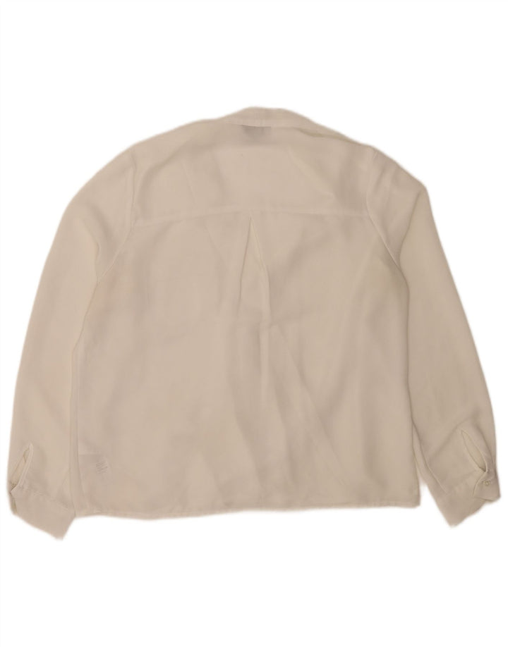 Topshop Blusa de manga larga para mujer Top UK 42 Poliéster blanco mediano