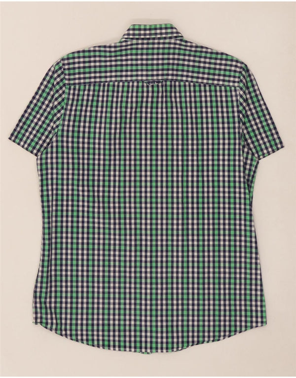 CREW CLOTHING Camisa de Manga Corta para Hombre Mediana de Algodón a Cuadros Multicolor