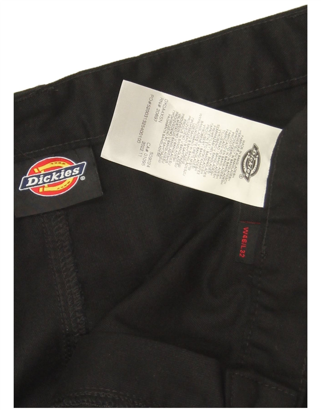 Dickies Pantalones cargo rectos para hombre W46 L30 Poliéster negro