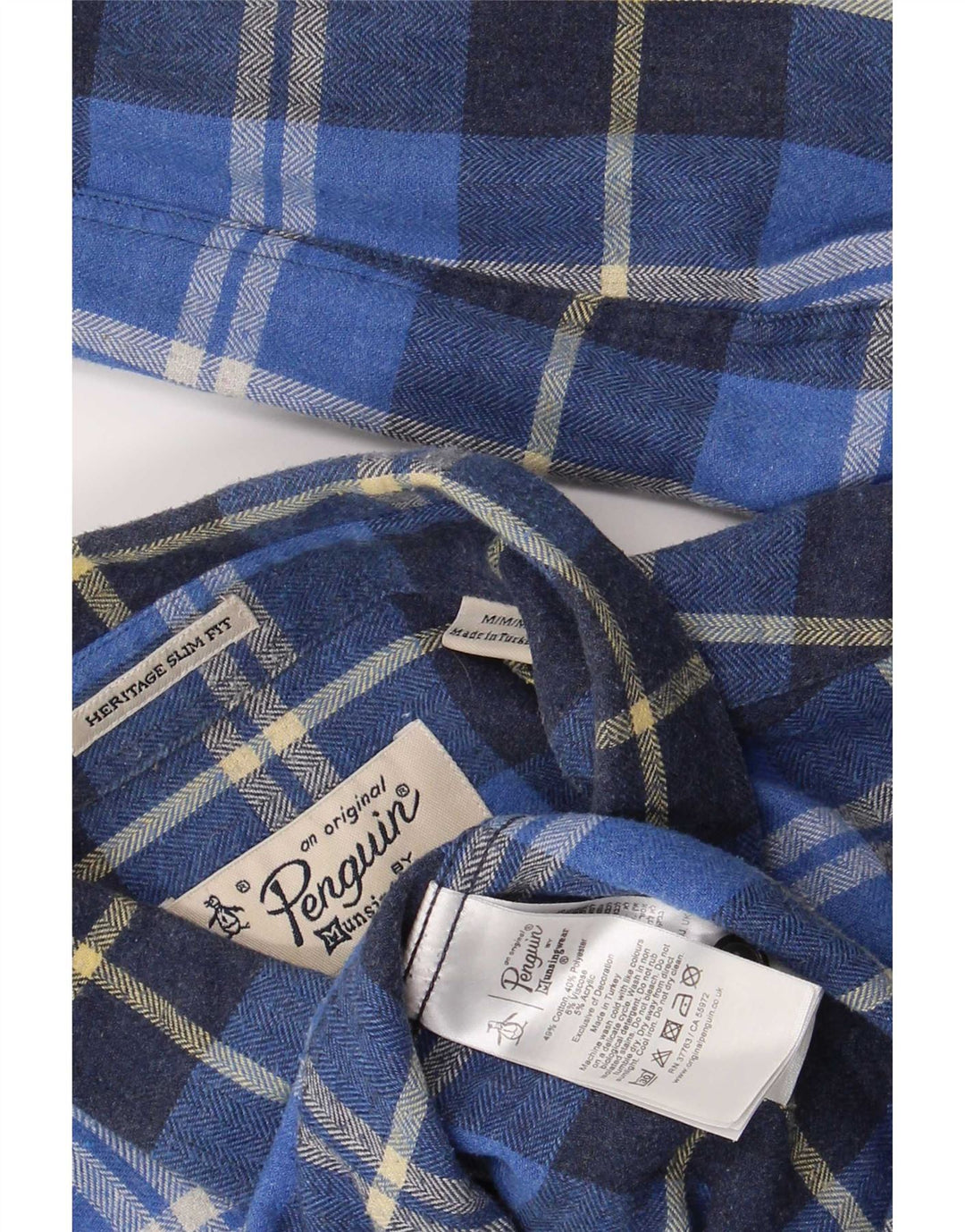 Camisa de franela entallada Heritage Fit de Penguin de algodón a cuadros en azul medio