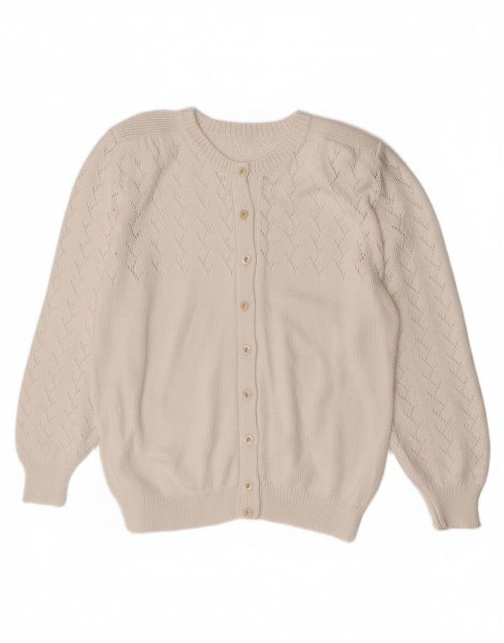 Vintage mujer Cardigan suéter Reino Unido 14 medio blanco
