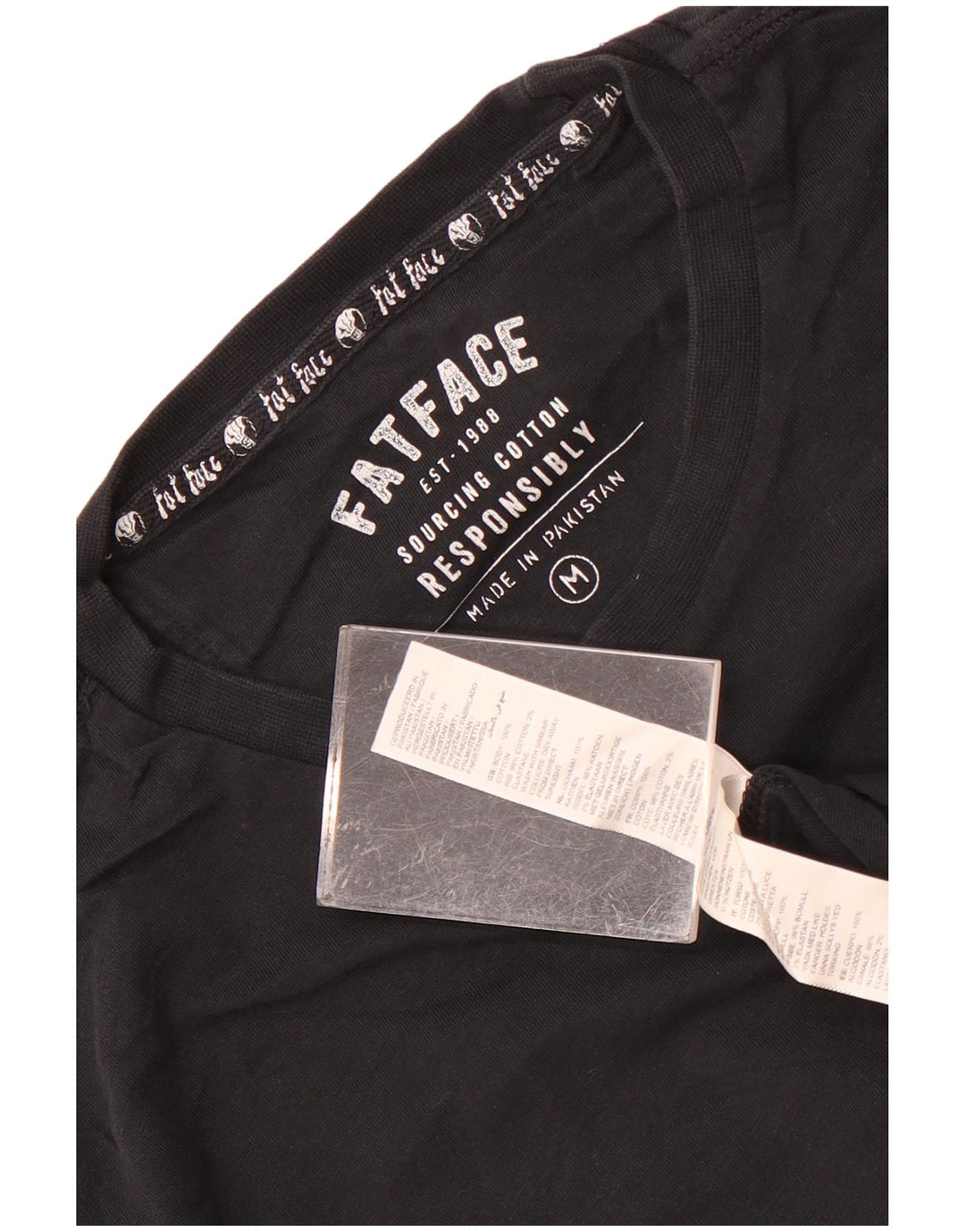Camiseta para hombre Fat Face Top mediano de algodón negro