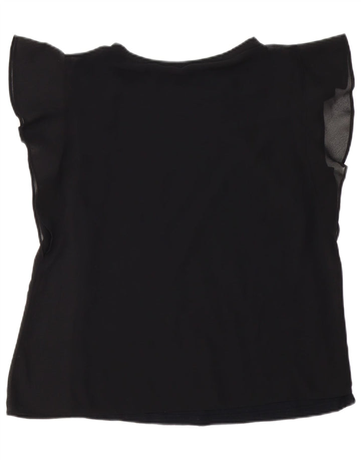 Zara Mujer Blusa Top UK 44 Mediano Negro