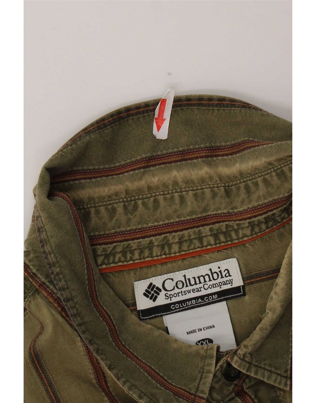 Camisa Columbia Mujer 2XL Algodón A Rayas Caqui