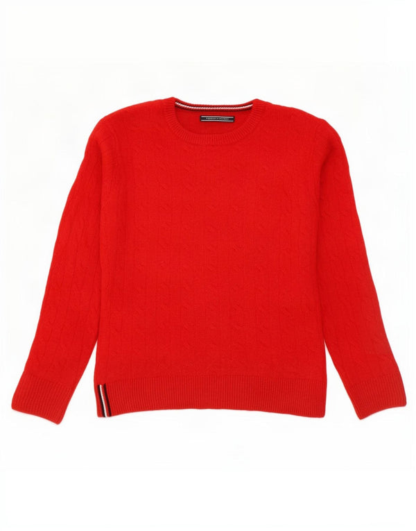 Tommy Hilfiger Suéter de cuello redondo para mujer UK 14 Medium Red Wool