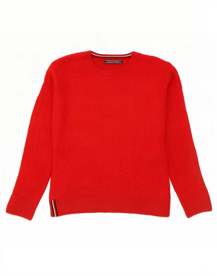 Tommy Hilfiger Suéter de cuello redondo para mujer UK 14 Medium Red Wool