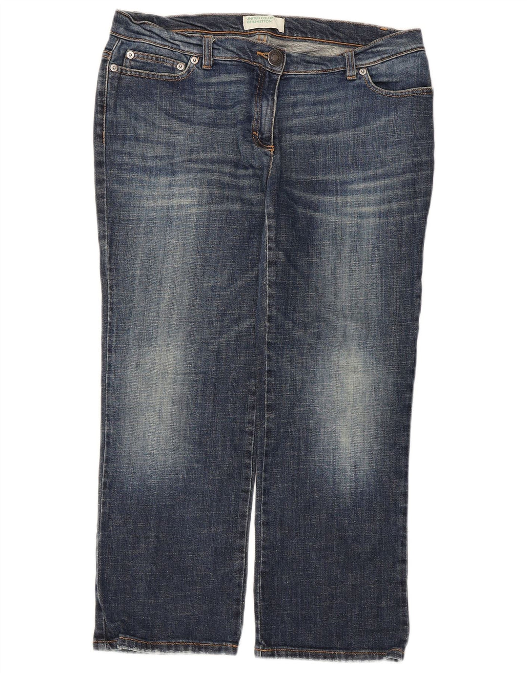 Benetton Vaqueros Cropped Mujer W34 L25 Azul