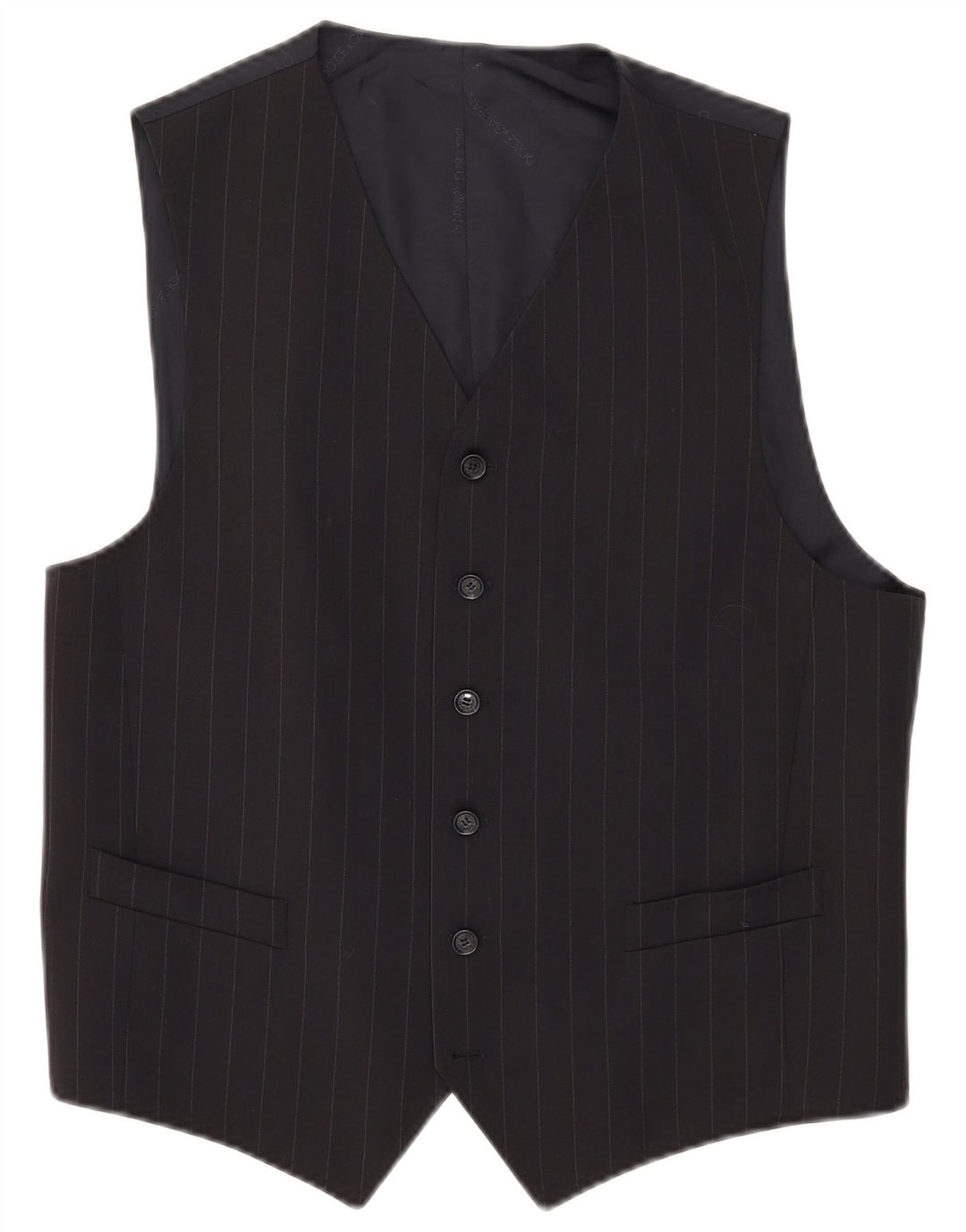 Dolce & Gabbana Chaleco Hombre IT 52 Grande Lana A Rayas Azul Marino