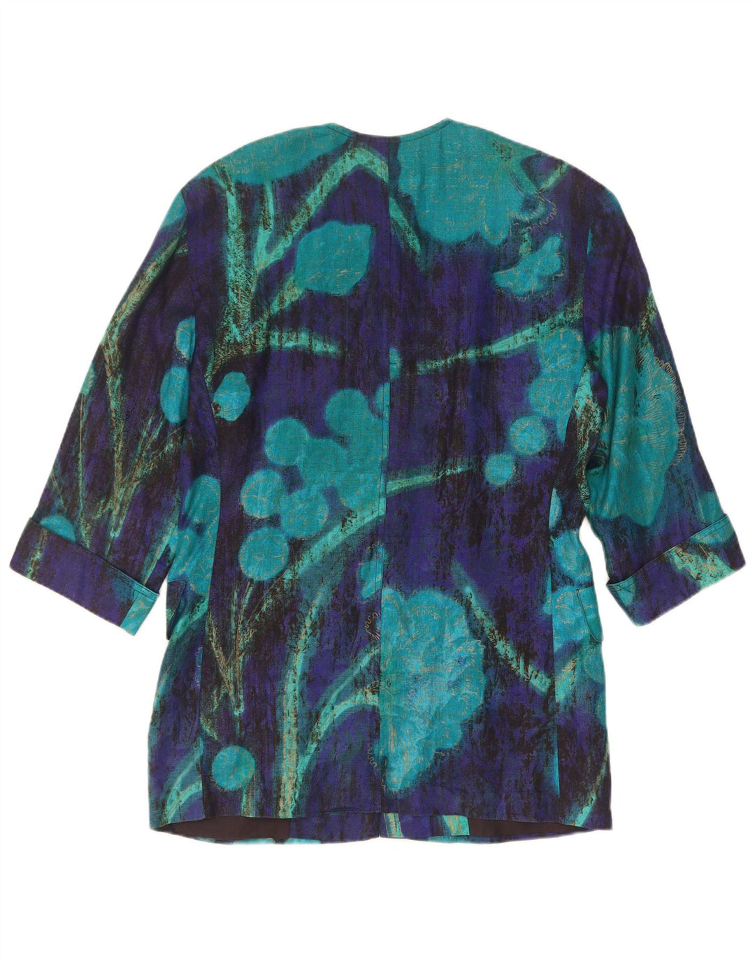 Max Mara Chaqueta tipo blazer con 7 botones y manga 3/4 para mujer UK 44 Azul medio Floral