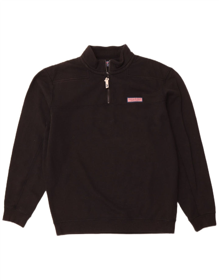 VINEYARD VINES Sudadera holgada con cuello y cremallera para hombre, color negro mediano