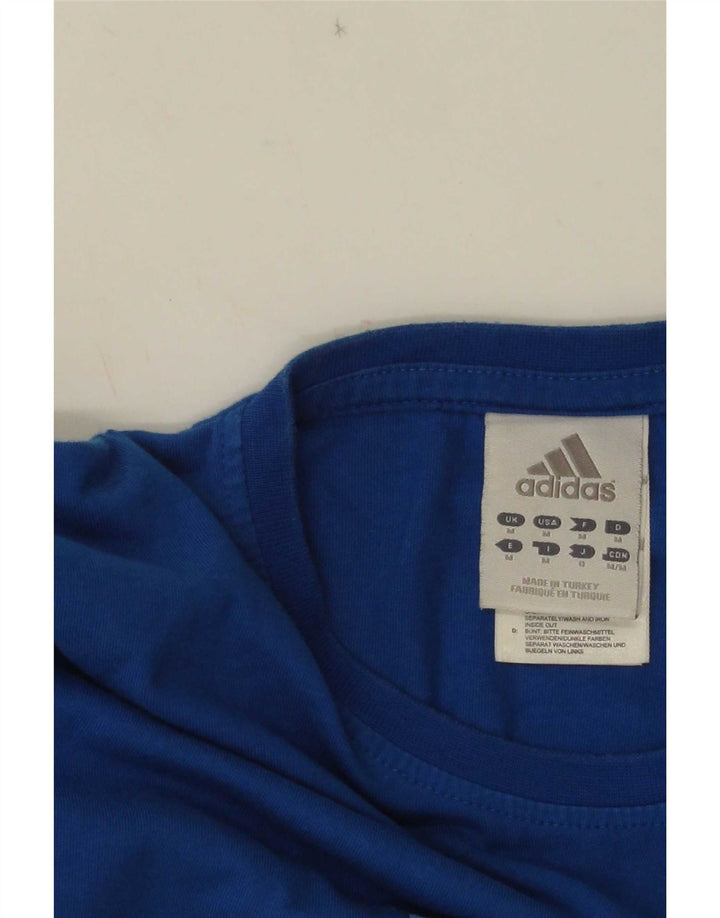 Adidas Hombre Camiseta Gráfica Top Algodón Azul Medio