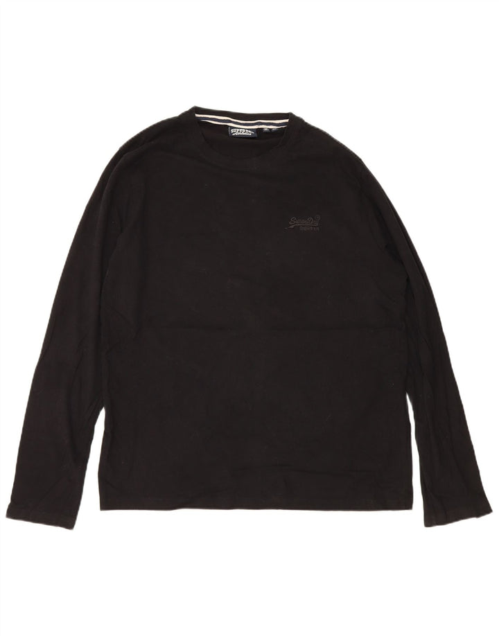 Superdry Hombre Top Manga Larga 2XL Algodón Negro