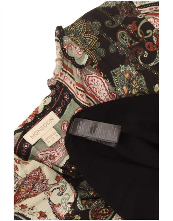 Monsoon Vestido largo de manga 3/4 para mujer UK 40 Small Multicolor Patchwork