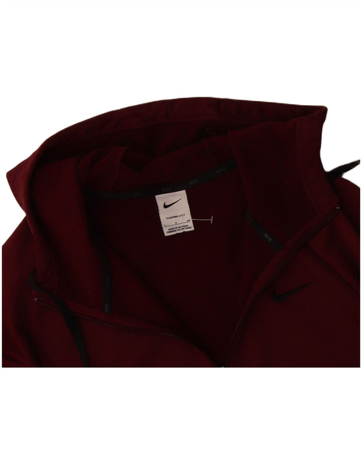 NIKE Mens Therma-Fit Zip Hoodie Sweater Small Maroon Polyester