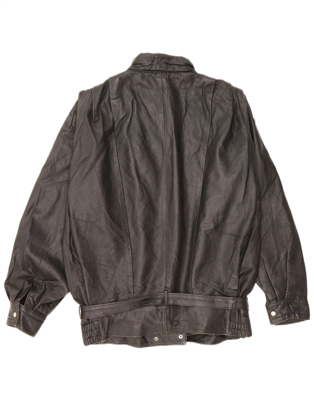 VINTAGE Chaqueta de cuero de gran tamaño para mujer EU 42 Cuero negro grande