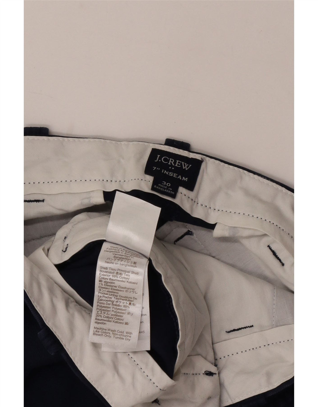 J. Crew Pantalones cortos chinos para hombre W30 Algodón azul marino mediano