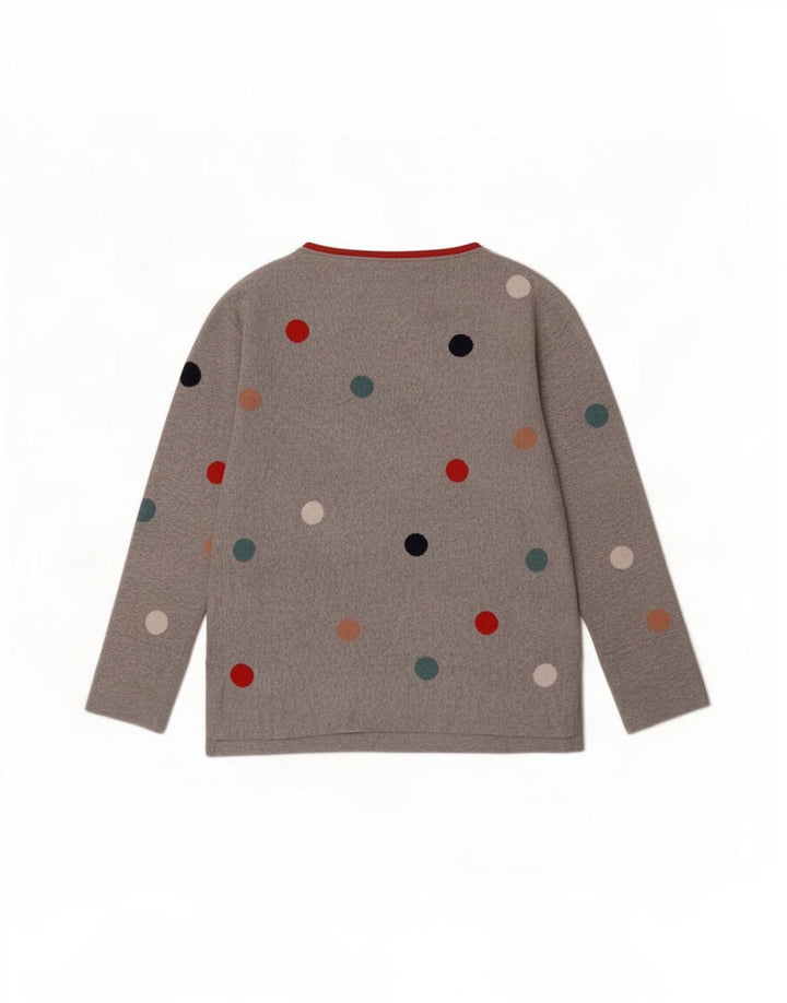 White Stuff Jersey con cuello barco para mujer, talla 40, talla pequeña, color gris y lunares