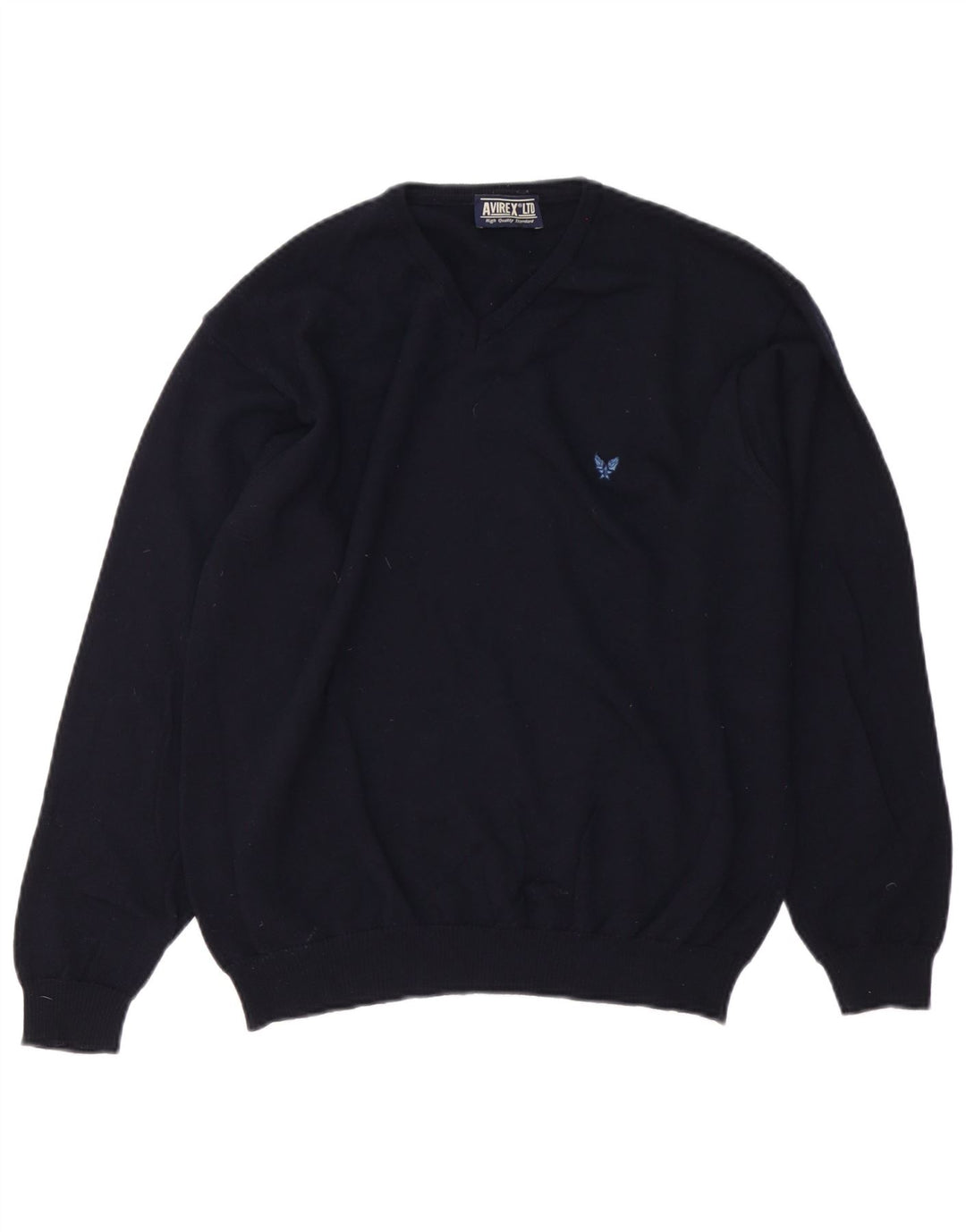 Avirex Jersey con Cuello en V para Hombre Lana Merino Azul Marino Medio