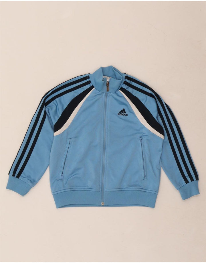 Adidas - Chaqueta de chándal para niño, 5-6 años, color azul, poliéster