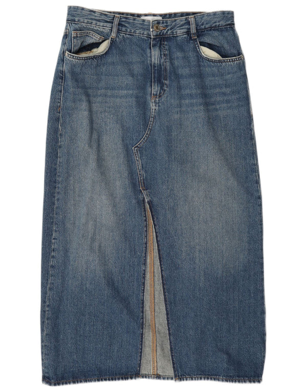 Zara Mujer Falda Vaquera De Cintura Alta Grande W30 Azul