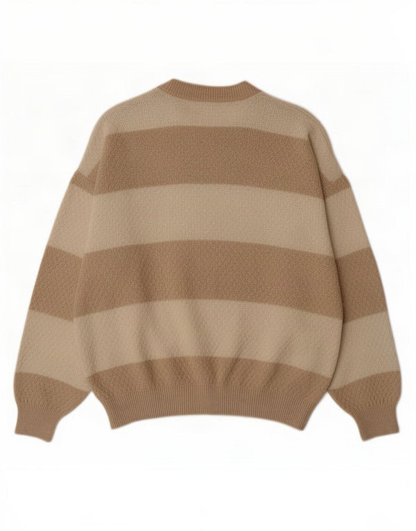 Il Granchio Mens Cardigan Sweater Large Beige Striped Cotton