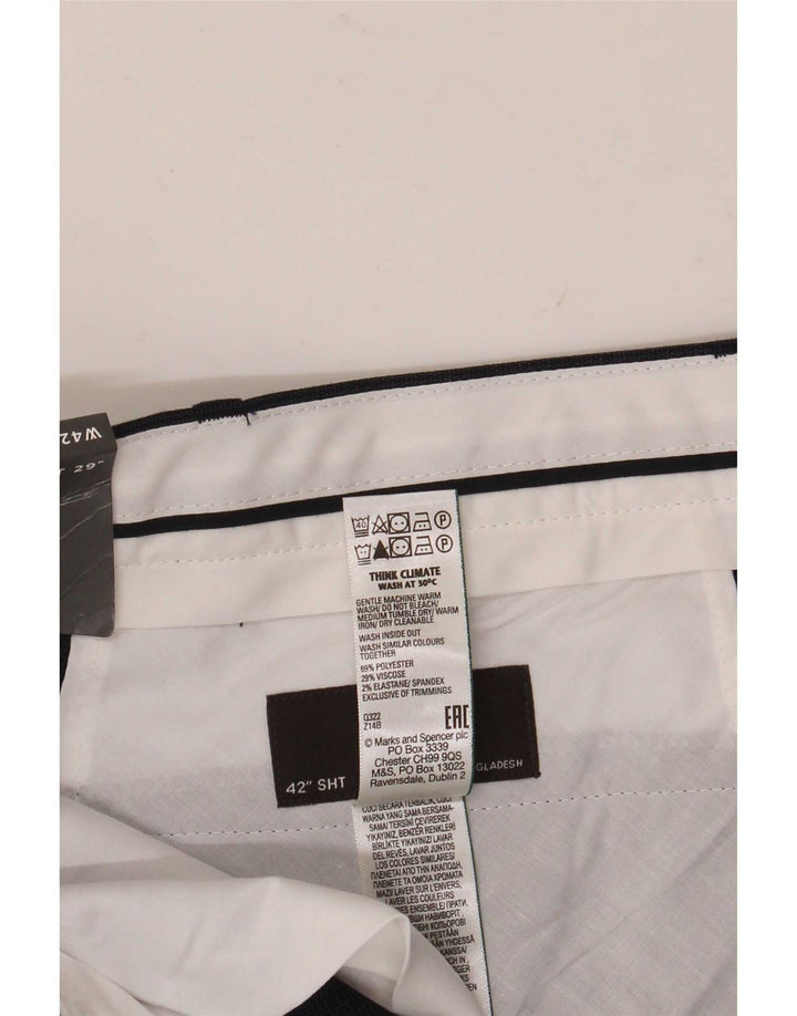 Marks & Spencer Pantalón chino para hombre W42 L29 Poliéster azul marino