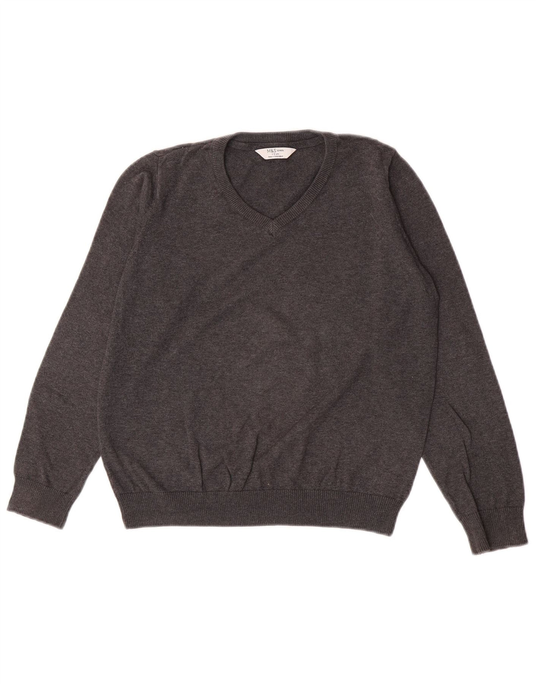 Marks & Spencer Jersey con cuello en V para niños 11-12 años Algodón gris