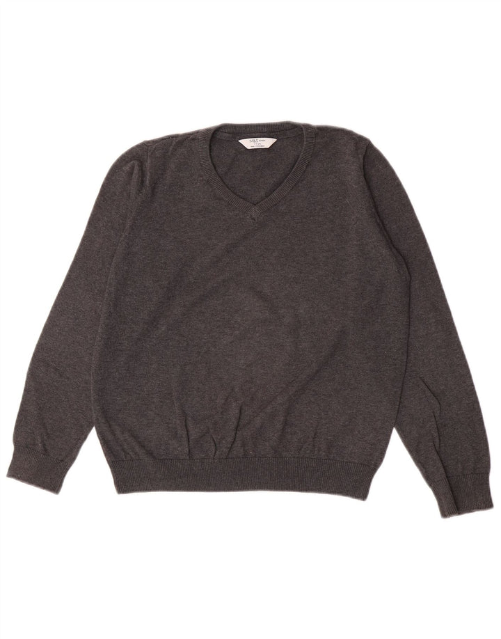 Marks & Spencer Jersey con cuello en V para niños 11-12 años Algodón gris
