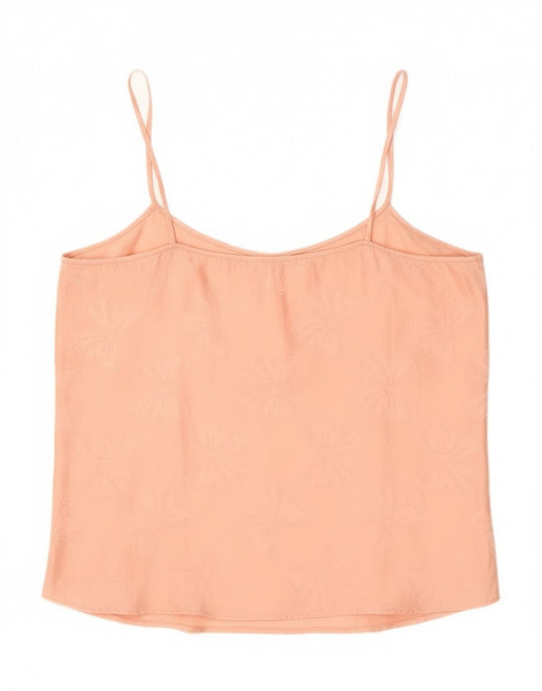 Vintage mujer Cami Top Reino Unido 16 Grande Rosa Floral